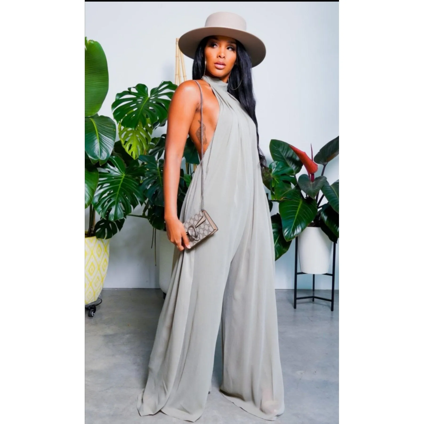 Backless Wide Leg Jumpsuit 